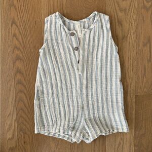 Rylee + Cru Maverick Romper in Ocean Stripe - Size 12-18M